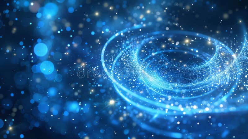 Blue abstract background with a bokeh circle and shiny stars. New year, birthday, holidays celebration. royalty free stock photos
