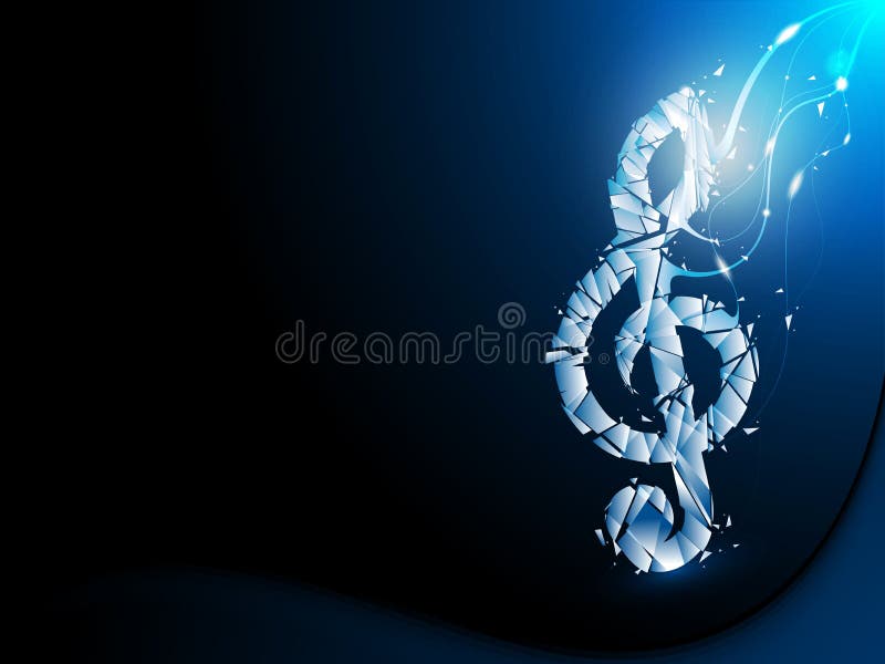 Blue Abstract Background Shattered Musical Note