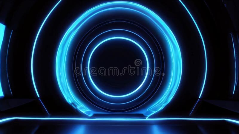 Linii circulare circulare abstracte albastre ale tunelului de fundal al datelor. stock illustration