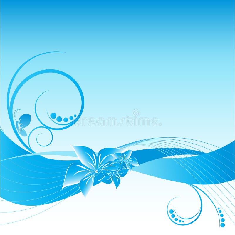 Blue abstract floral vector backdrop