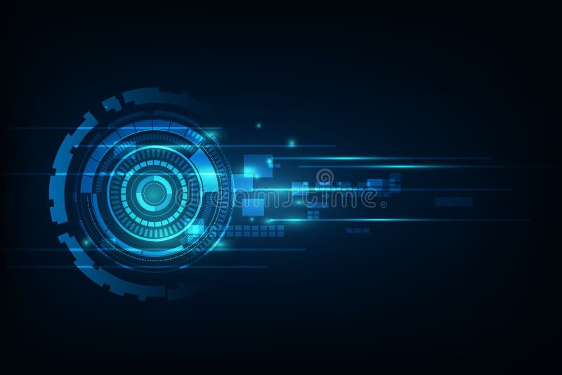 Blue abstract hi speed internet technology background illustration. eye scan virus computer. motion move. stock illustration