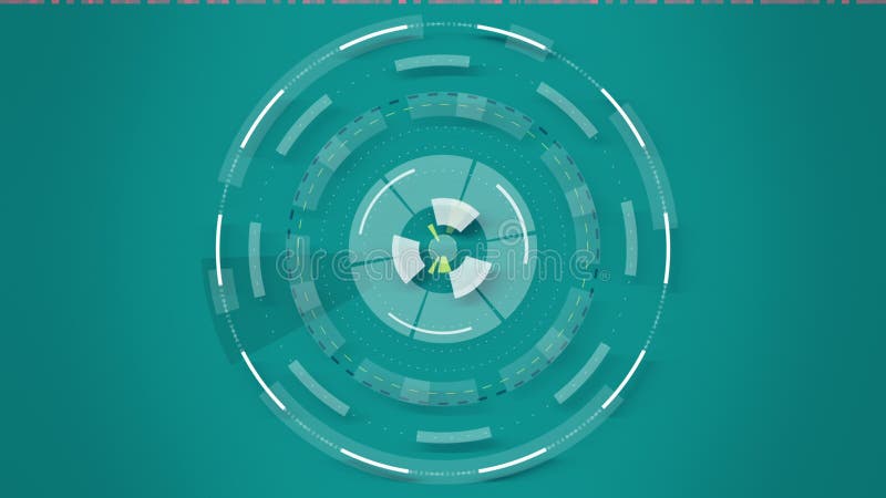 Blue abstract round kaleidoscope animation, hi-tech background with circles. royalty free illustration