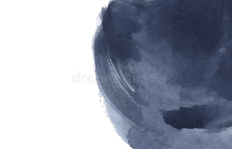 Blue abstract watercolor stroke design on paper stock illustration