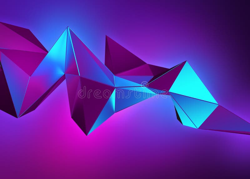Blue Abstraktes Neonhintergrund des Rosas 3d mit polygonalen Formen lizenzfreie abbildung
