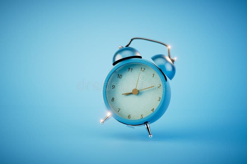 Blue Alarm Clock Isolated on Blue Background. 3d Render Stock ...