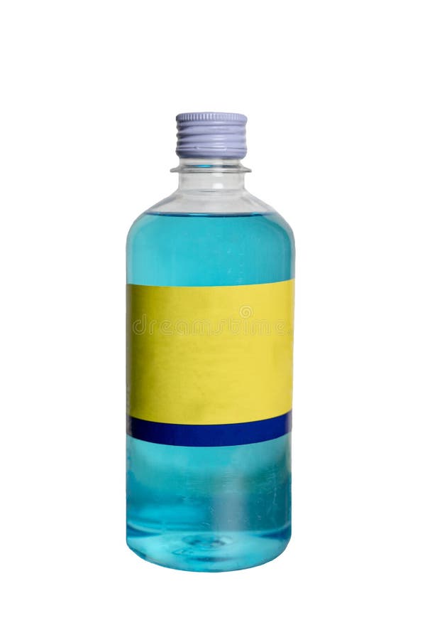 Blue Alcohol Bottle, Alcohol for Sterilize Virus and Bacteria Stock