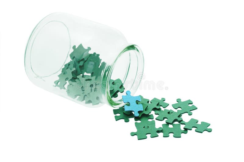 Blue among all green jigsaw puzzles royalty free stock photo