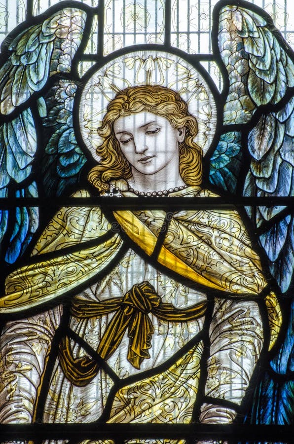 Blue Angel Stained Glass Window stock photo Blue Angel Stained Glass Window stock photo