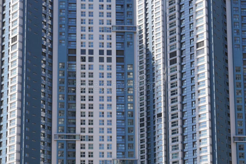 Blue Apartment Building Front View Stock Photo - Image of front