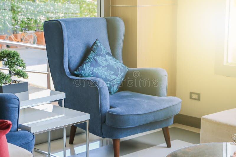 Blue Armchair in the Living Room Stock Image Image of blank, room