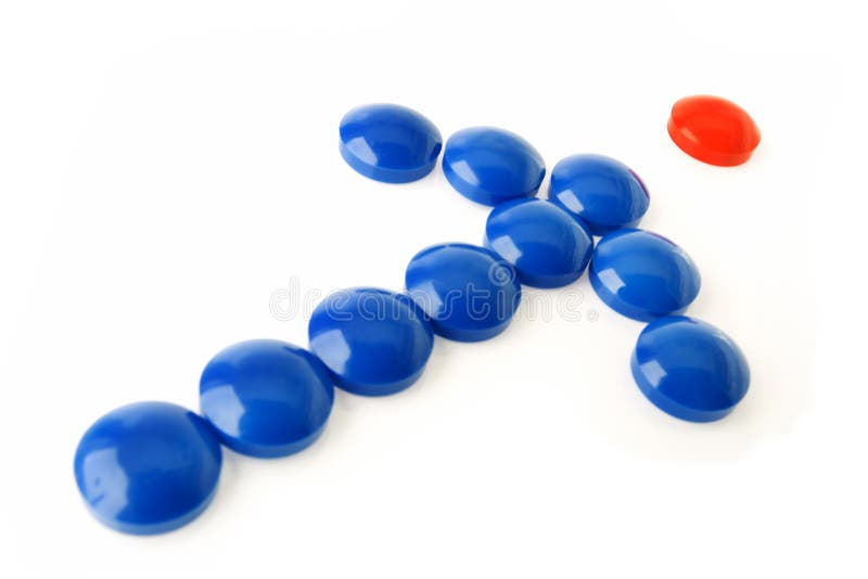 Blue arrow with red point stock photos Blue arrow with red point stock photos