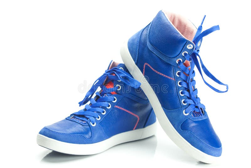 blue athletic shoes