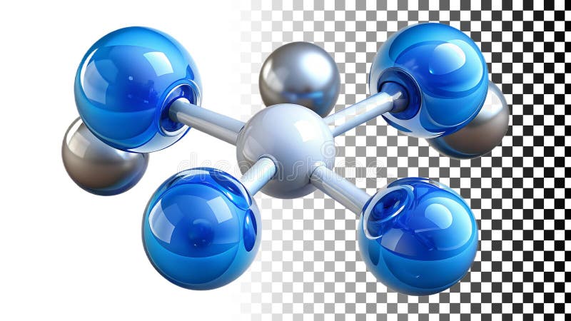 Blue atom model, molecule model, science atom, atomic structure, chemistry model png transparent image Generative AI royalty free illustration
