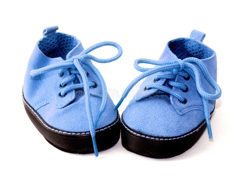 Blue baby booties stock images