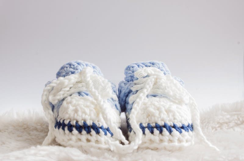 Blue baby booties stock photo. Image of baptism, handmade 48571374