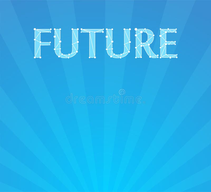 Blue Background with Caption FUTURE at Top of Banner Stock Vector