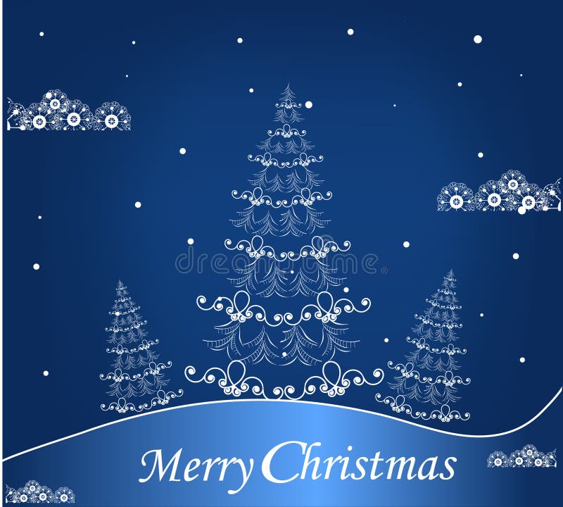 Blue background with a Christmas tree