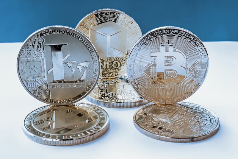 Crypto Currency Coins Neo Litecoin Bitcoin Stock Image ...