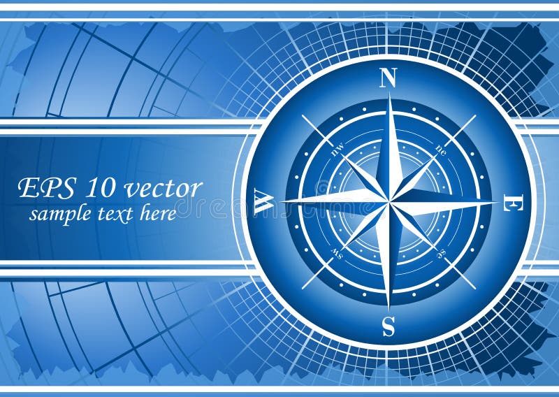 Blue background with compass rose. stock illustration Blue background with compass rose. stock illustration
