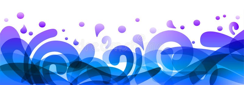 Blue background design illustration, summer colorful banner splash and waves in water abstract shape â€“ for stock