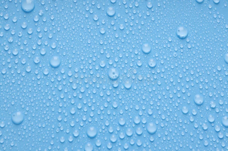 Blue Background with Water Drops, Close Up Stock Image Image of