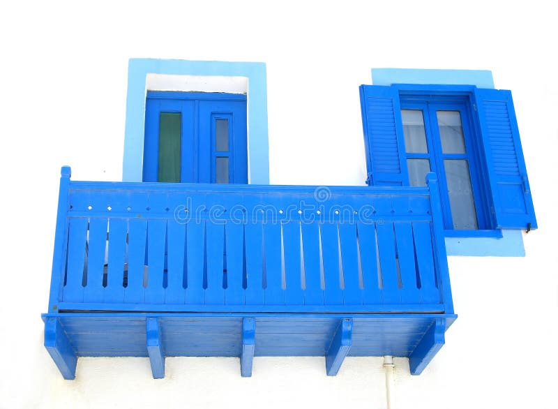 Azul balcón, azul puerta, azul en isla de, grecia.