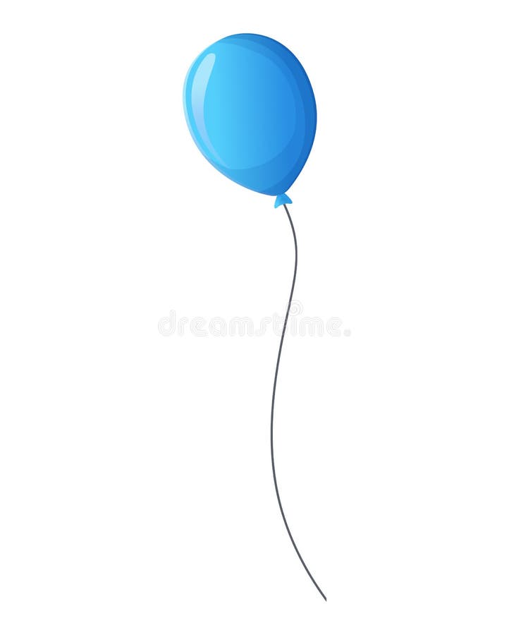 Blue Balloon with String Flying. Party, Anniversary, Birthday, New