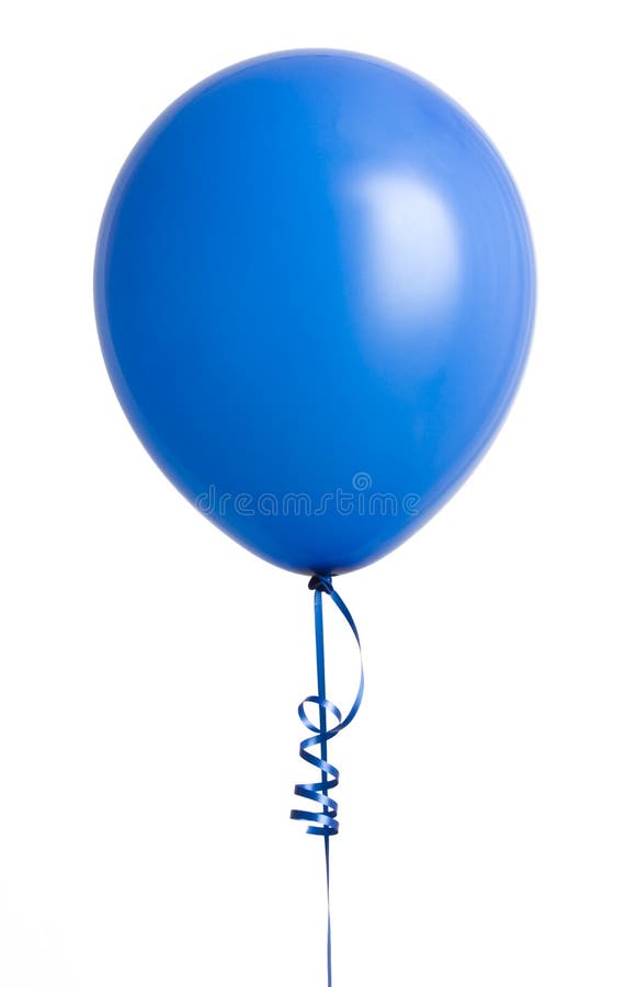 Vivace palloncino blu isolato su sfondo bianco.