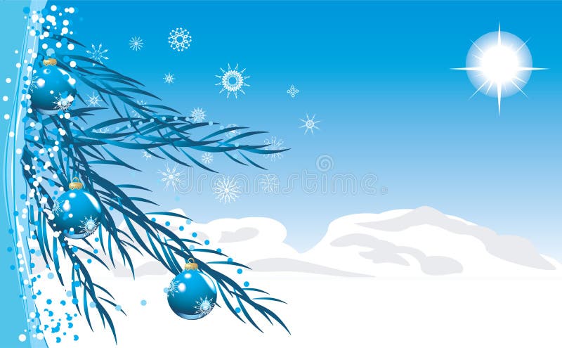 Blue balls with Christmas tinsel. Card