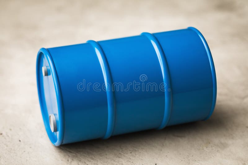 A Blue Barrel Lying on Its Side, a Barrel of Oil Stock Image Image of