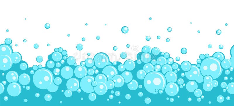 Spumă de baie albastră fără sudură. săpunuri cu cadru efervescent suds fizz apă de duș cu efect de igienă stock illustration