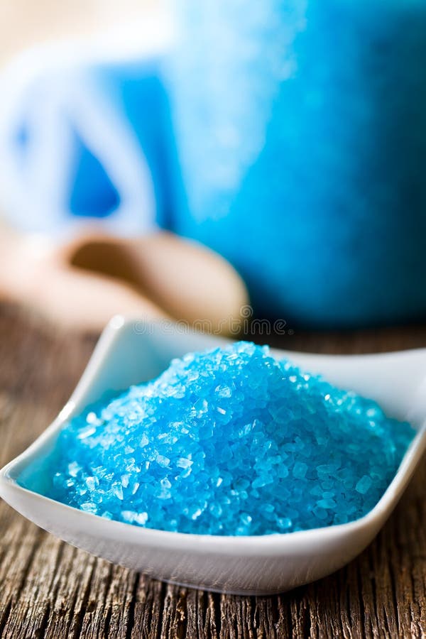 Blue bath sea salt. 