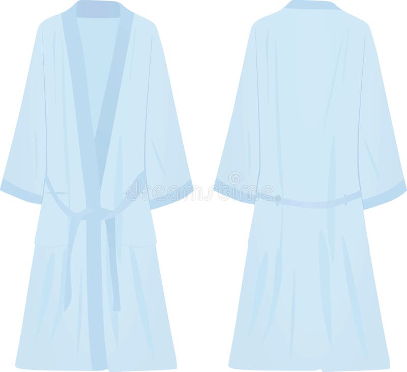 Blue Bathrobe. Front and Back View Stock Vector Illustration of