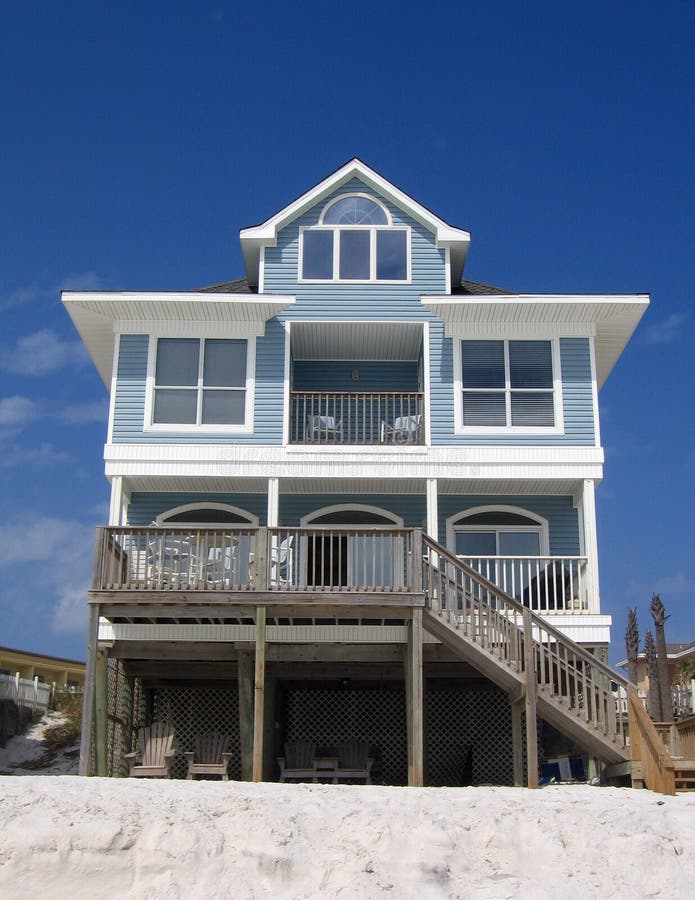 Blue Beach Rental Cottage stock photo. Image of sold, blue - 611852