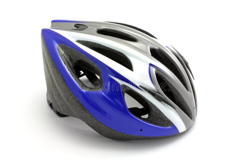 Blue biking helmet royalty free stock image