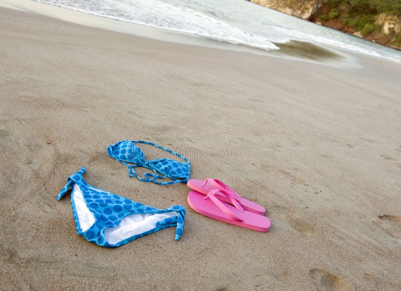 Blue Bikini Sand Pink Shoes, Costa Rica Stock Photo Image of pink