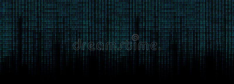 Blue binary code matrix background stock illustration