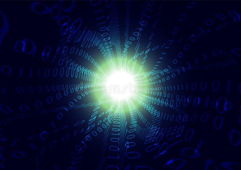 Blue binary code steam wave abstract background, computer technology communication concept royalty free illustration