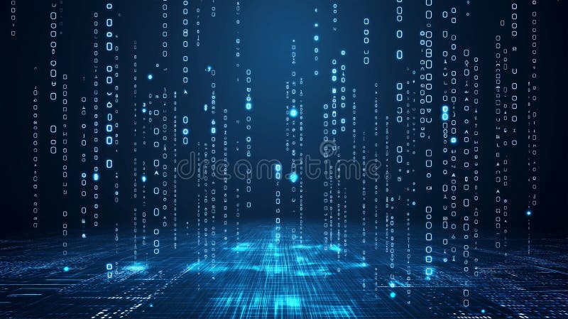 Blue Binary Rain stock photos