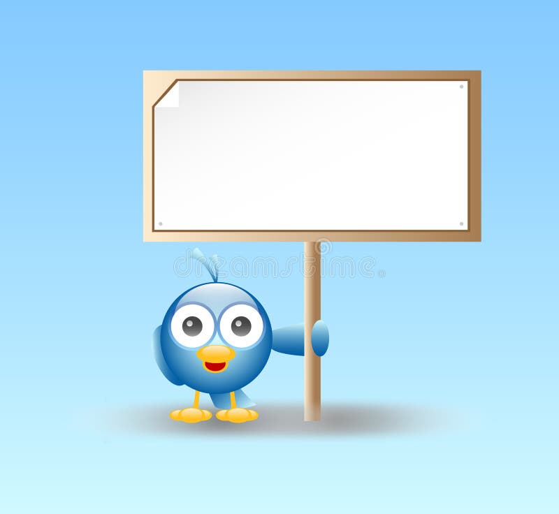 Blue Bird Holding Sign stock vector. Illustration of social 36559586