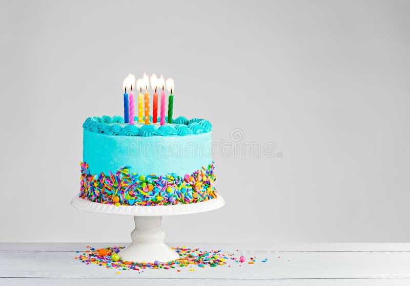 Blue Birthday Cake stock image. Image of multicolored 94034395