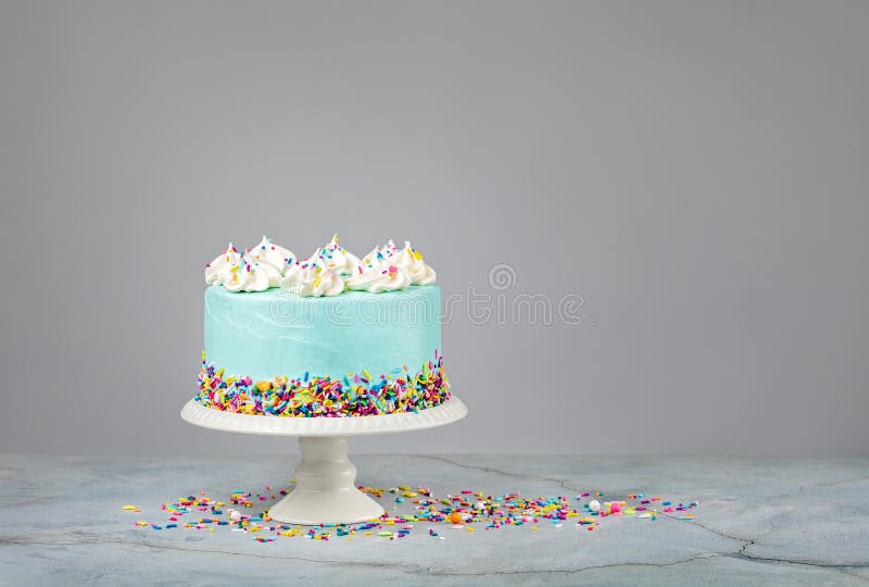 Blue Birthday Cake stock image. Image of multicolored 94034395