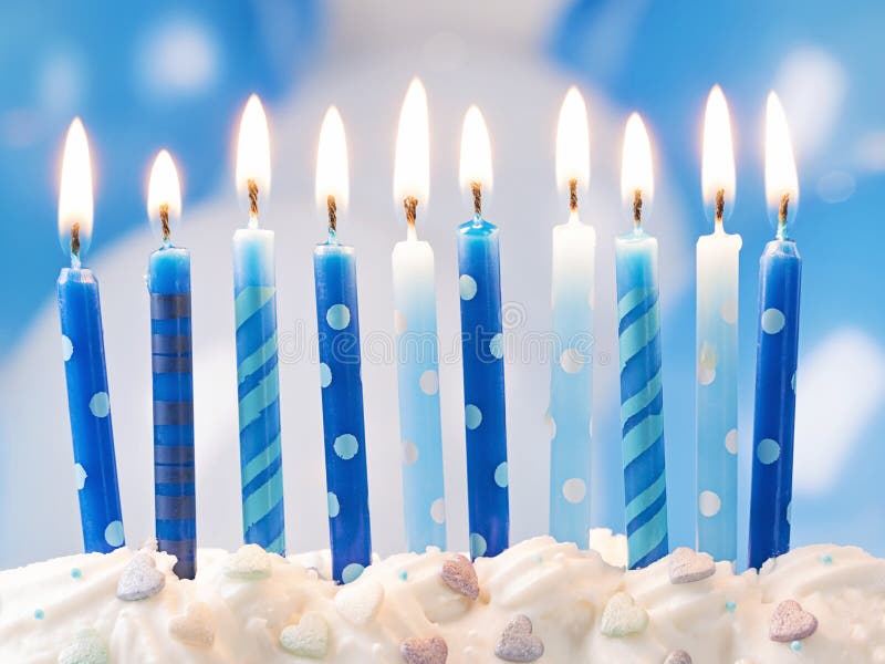 Blue birthday candles royalty free stock photo