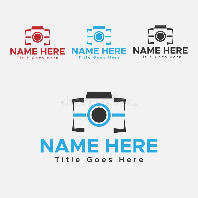 Blue and Black Color Photography Logo. Camera Logo Design Stock Vector