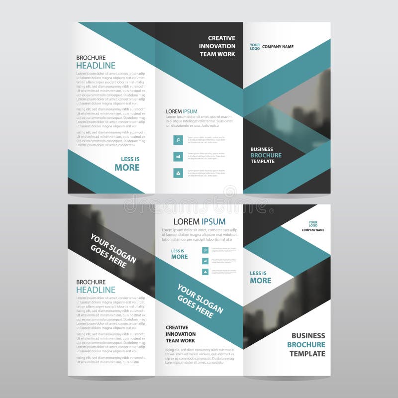 Blue black triangle business trifold Leaflet Brochure Flyer report template vector minimal flat design set, abstract three fold stock illustration Blue black triangle business trifold Leaflet Brochure Flyer report template vector minimal flat design set, abstract three fold stock illustration