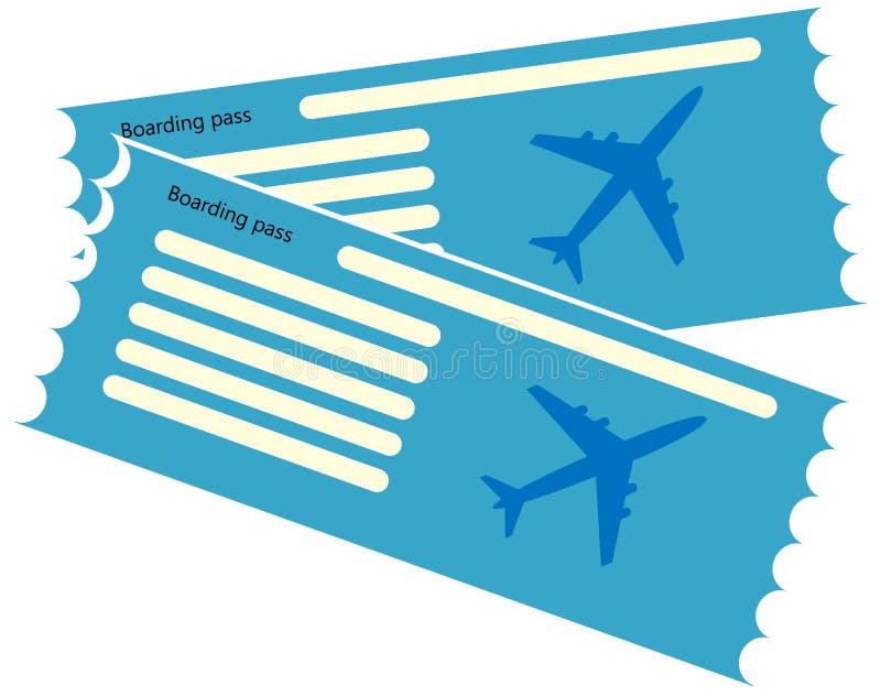 Blue blank of plane ticket. Airplane ticket or boarding pass icon. Vector illustration.