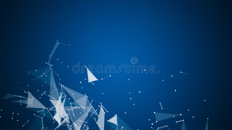 Blue blurred abstract plexus particle effect background. Mess communication technology network background with moving lines and stock images