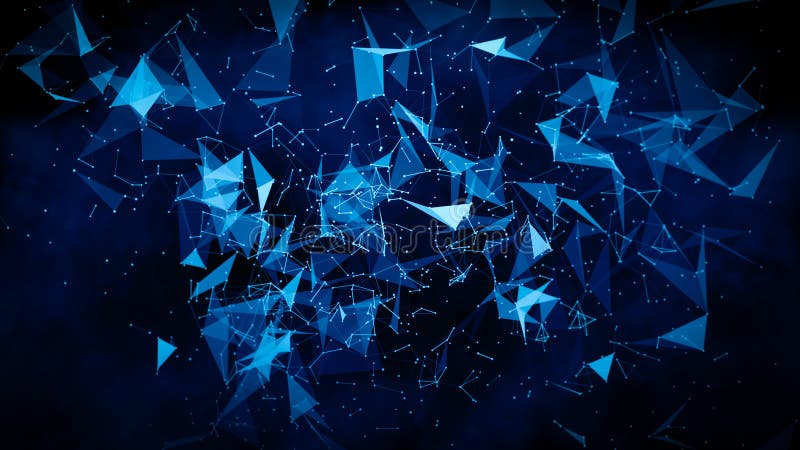 Blue blurred abstract plexus particle effect background. Mess communication technology network background with moving lines and stock photography