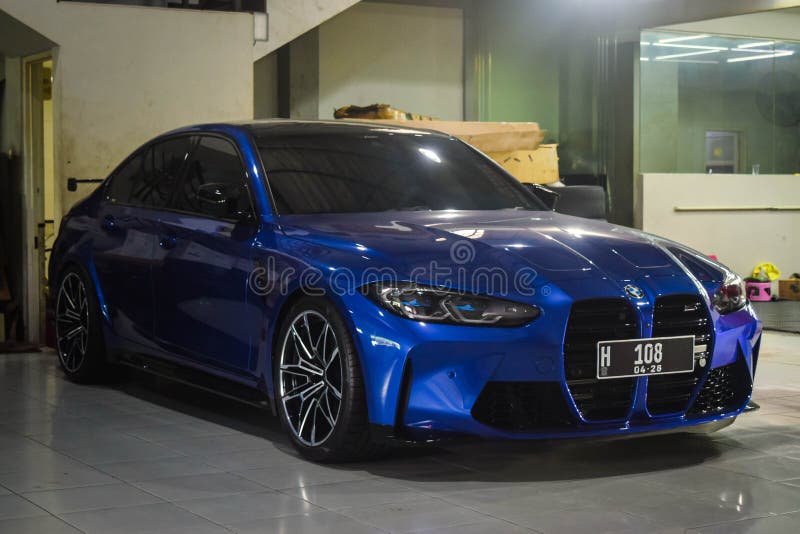 Surakarta Indonesia April 29 2023 G80 BMW M3 is the sixth generation of BMW M3. It available in four doors sedan and station wagon bodystyle. The engine is S58 six cylinders twin turbo that able to produced 510 horsepower. Surakarta Indonesia April 29 2023 G80 BMW M3 is the sixth generation of BMW M3. It available in four doors sedan and station wagon bodystyle. The engine is S58 six cylinders twin turbo that able to produced 510 horsepower