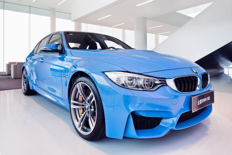 SHANGHAI-DECEMBER 9, 2014. The New BMW M3 sedan. The new BMW 425 hp M3 sedan has a new twin-turbocharged 3.0-liter inline-six, more powerful than the atmospheric 4.0-liter V8 of its predecessor. SHANGHAI-DECEMBER 9, 2014. The New BMW M3 sedan. The new BMW 425 hp M3 sedan has a new twin-turbocharged 3.0-liter inline-six, more powerful than the atmospheric 4.0-liter V8 of its predecessor.